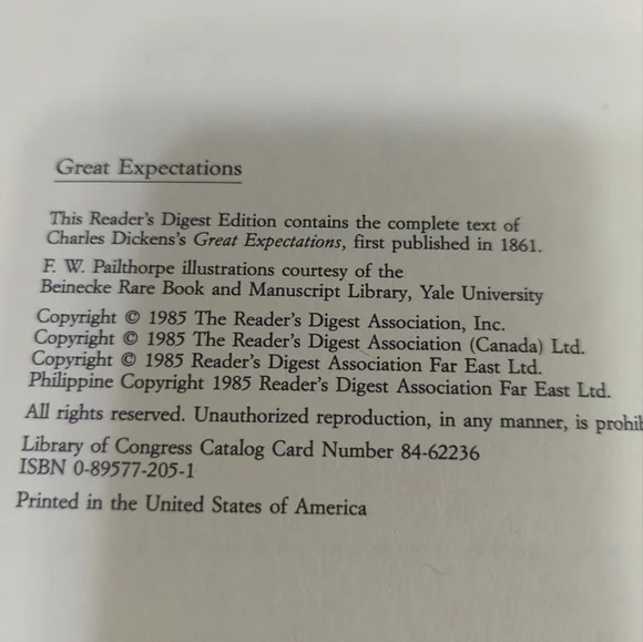 Great Expectations By‎ Charles Dickens 1985 Hard Cover Readers Digest Addition - Picture 11 of 12